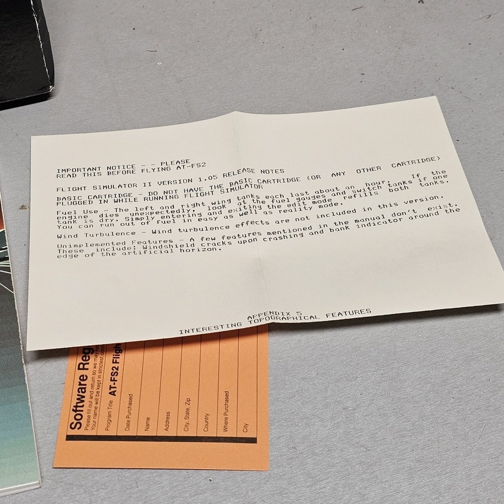 Flight Simulator II Atari Computer Vintage Software Boxed subLOGIC