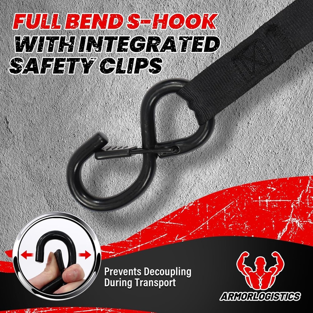 Expandable Ratchet Strap 4-Piece Set, 1500 lbs Breaking Strength