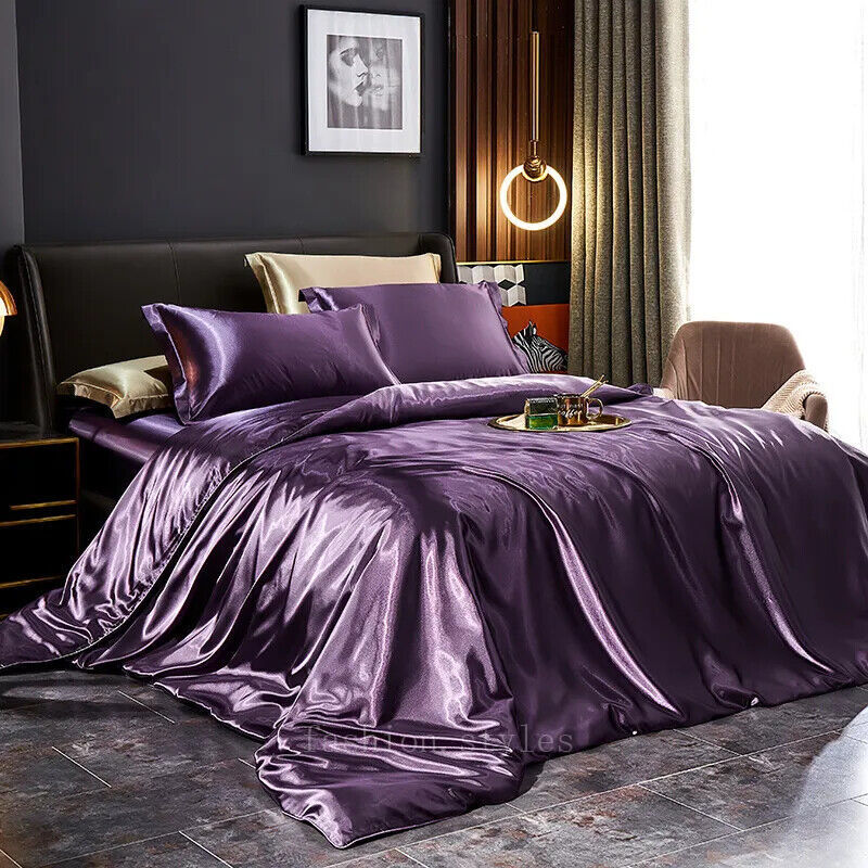 Mulberry Silk Bedding Set with Duvet Cover Bed Sheet Pillowcases Satin Bedsheet