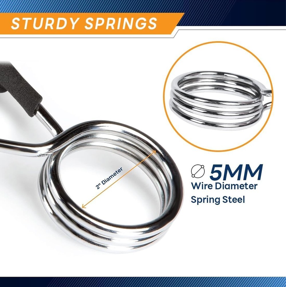 Secure 2-Inch Olympic Weight Bar Spring Collars – Strong & Durable Pair