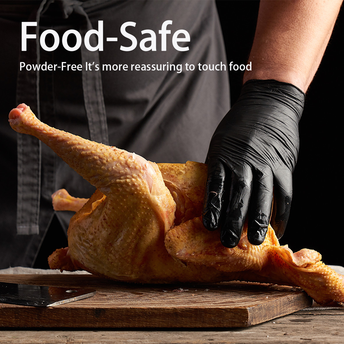 Black Vinyl Gloves Food Grade Gloves Disposable Latex Free & Powder Free, 100PCS