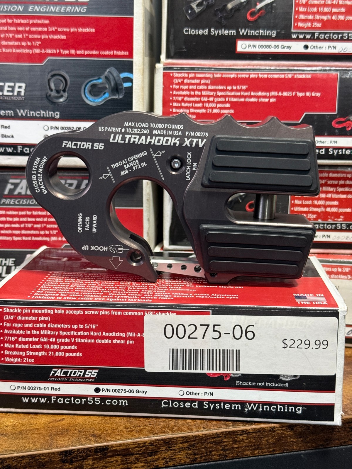 Factor 55 UltraHook XTV - Grey 10,000# [Part# 00275-06]