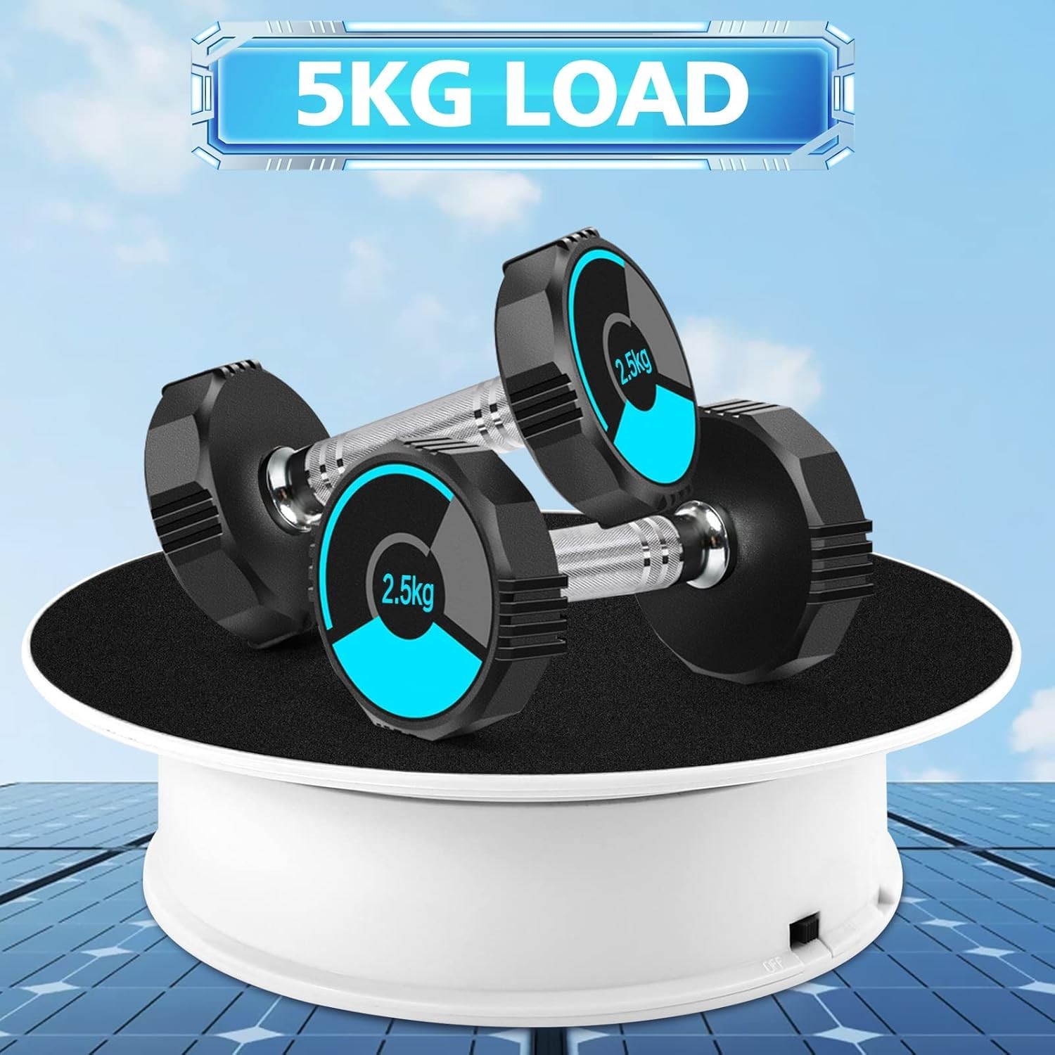 8 Inch Motorized Black Rotating Display Stand 360 Degree Photography Turntable