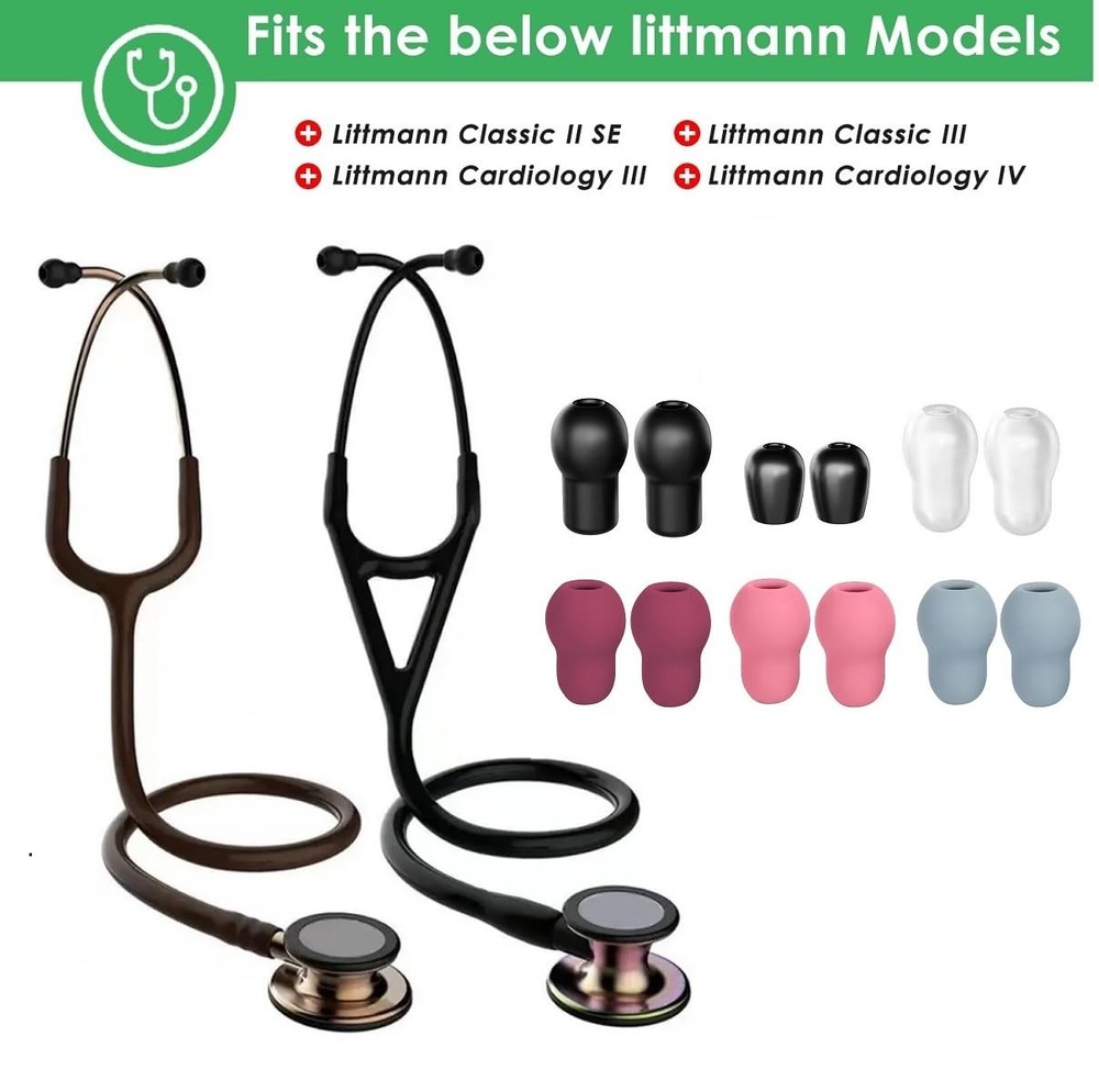 12pcs Soft Stethoscope Ear Tip Piece Replacement for Littmann Stethoscope, 3 ...