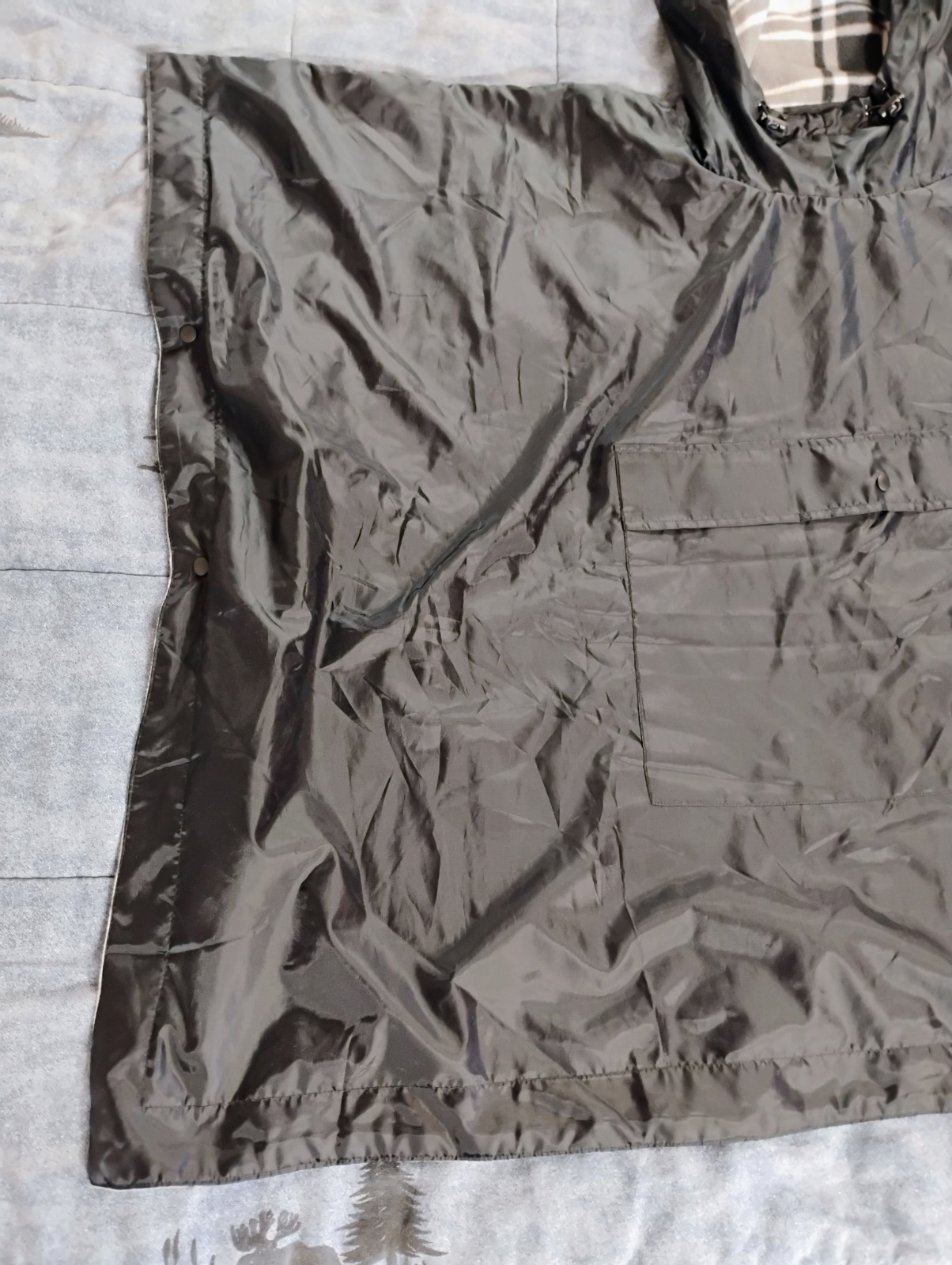 Rain Poncho Serra Hoodie Fleece Lined Black Poncho Unisex One Size Fits All