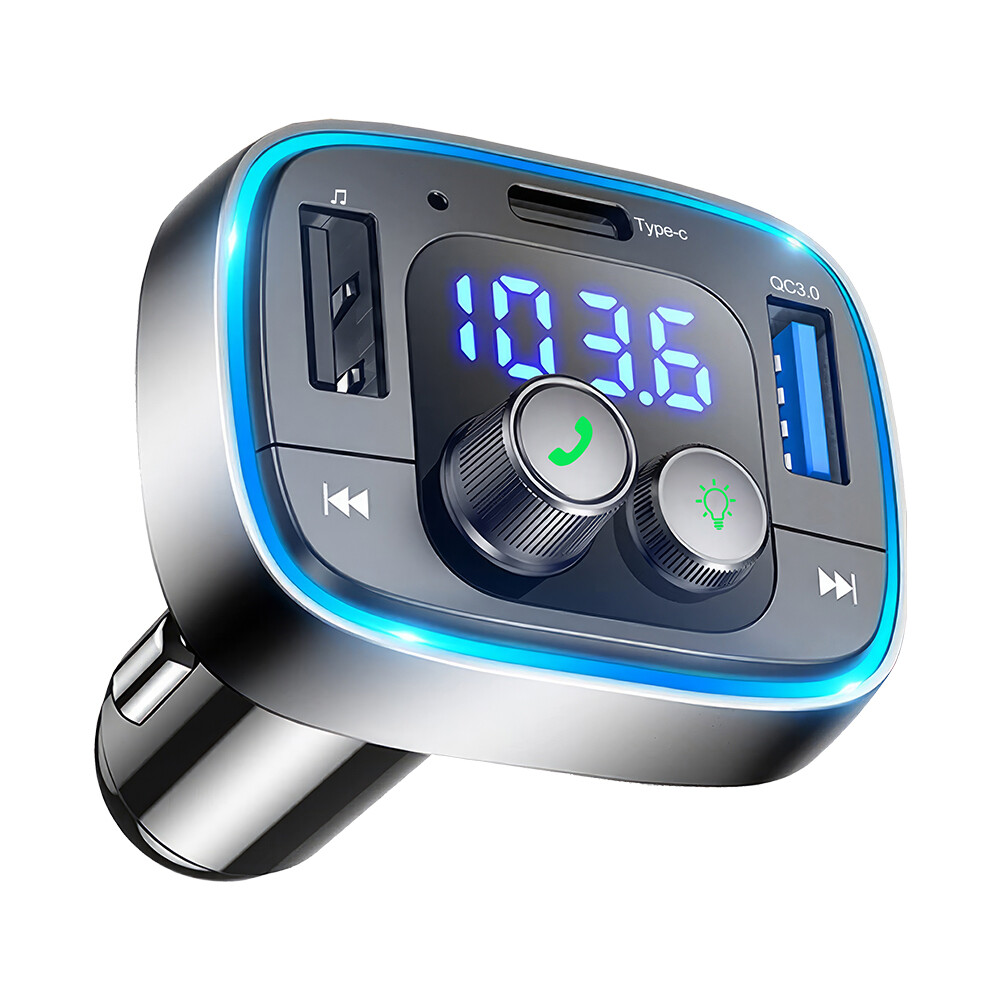 Bluetooth 5.0 Car Wireless FM Transmitter Adapter USB PD Charger AUX Hands-Free