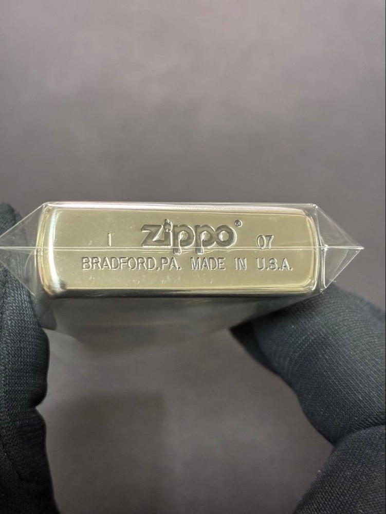 Zippo Silver Etching Engraved One Sided Processing Lighter Regular Japan