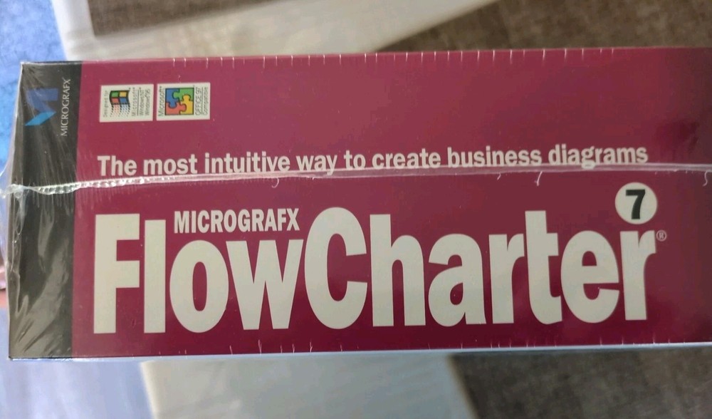 MicroGrafx Flowcharter 7 CD ROM 1996 Sealed Software 084072104132 Microsoft/219e
