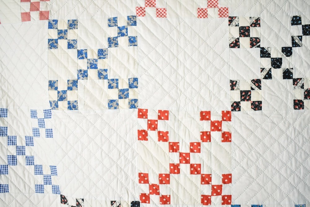 Vintage Double Nine Patch Antique Quilt, Mint Condition ~Signed & Dated "1964"!
