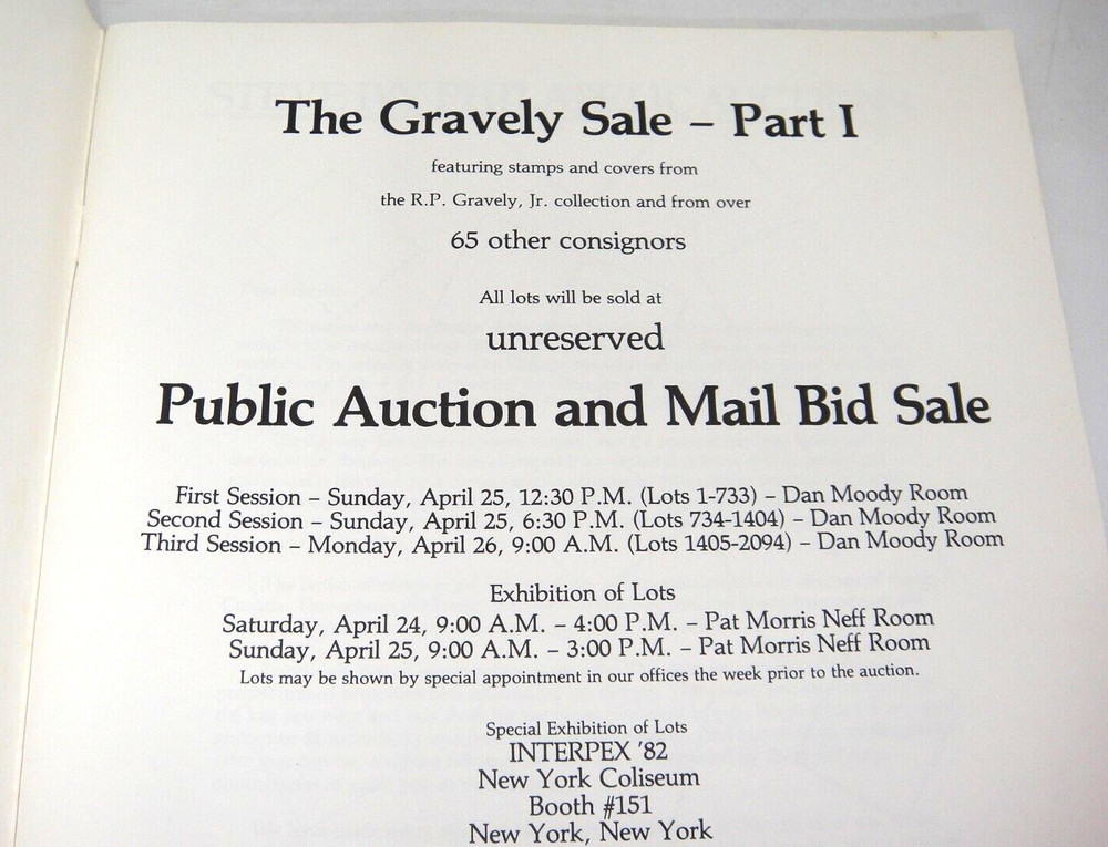 Steve Ivy Stamp Auction Catalog 1982 Gravely Sale Part 1 INTERPEX '82
