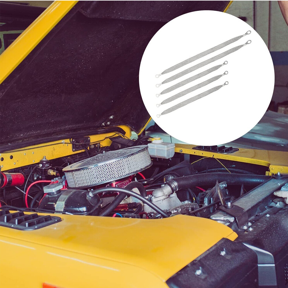 5× Braid Ground Strap Car Engine Ground Strap Cable Firewall Hood Wire End Ktis