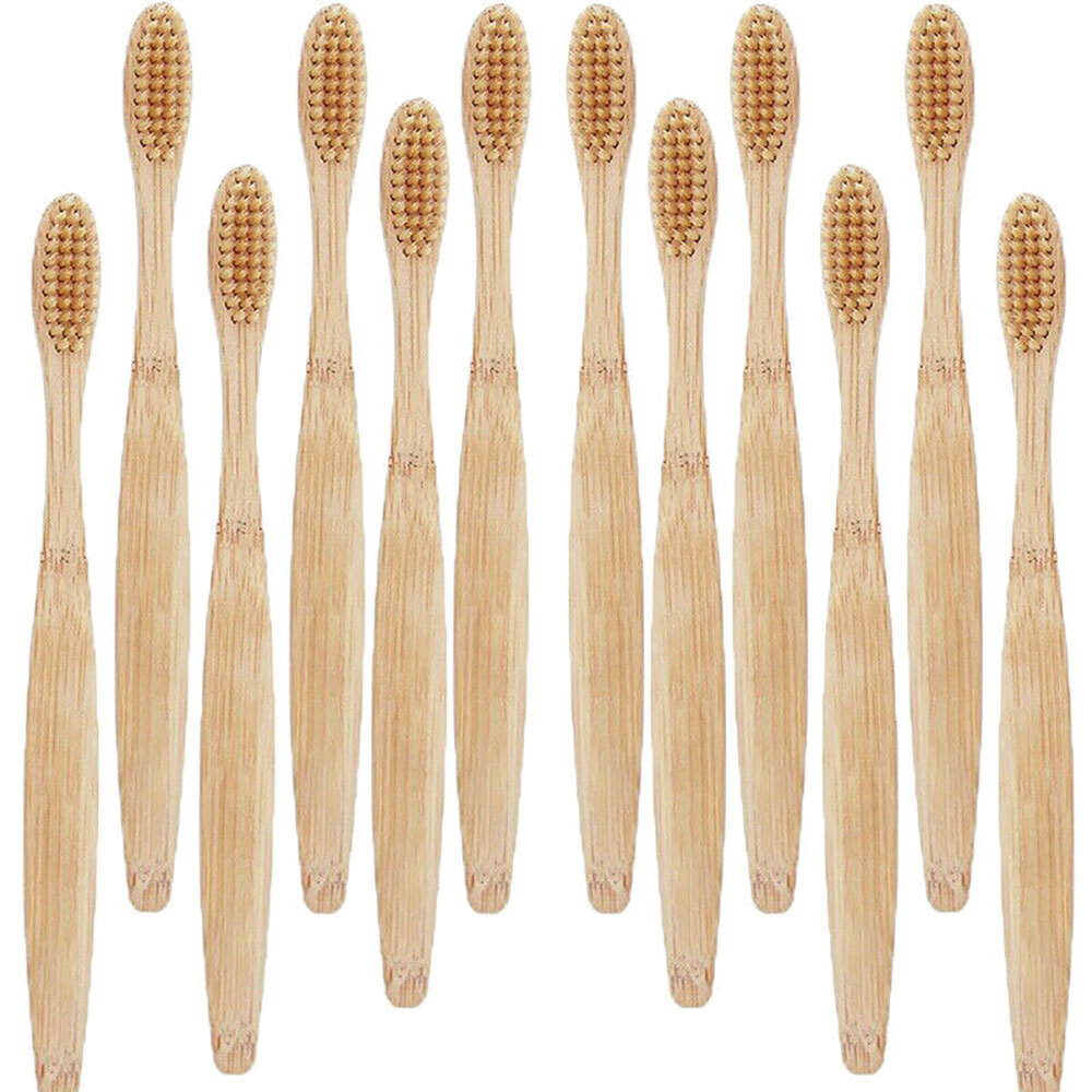 20Pcs Bamboo Toothbrush Natural Organic Medium BPA Free Soft Healthy Brush USA
