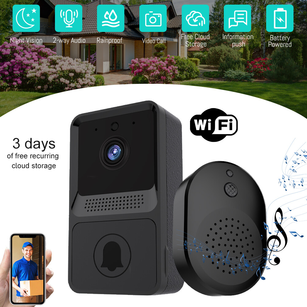 Smart Wireless WiFi Doorbell Intercom Video Camera Door Ring Bell Chime Security