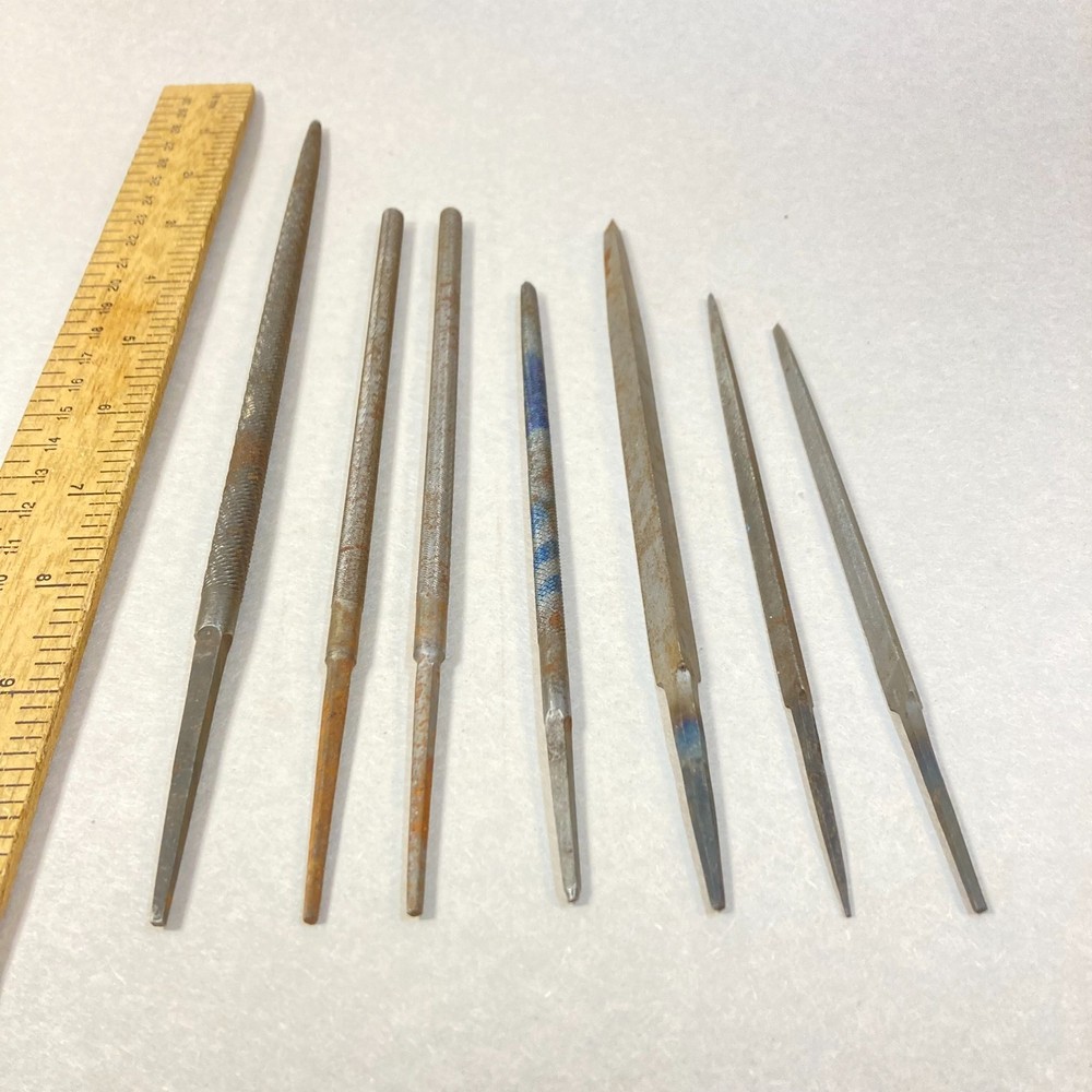Vintage File Lot 7 Pc 3 Triangular 4 Round USA