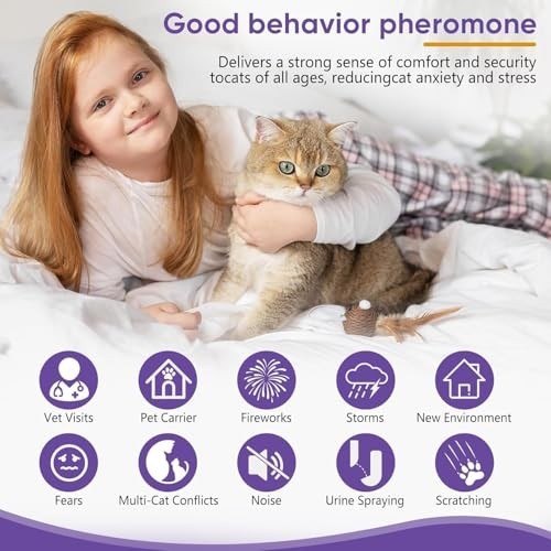 Calming Pheromone Diffuser Kit for Cats - Stress Relief, Reduces Fighting & Scra