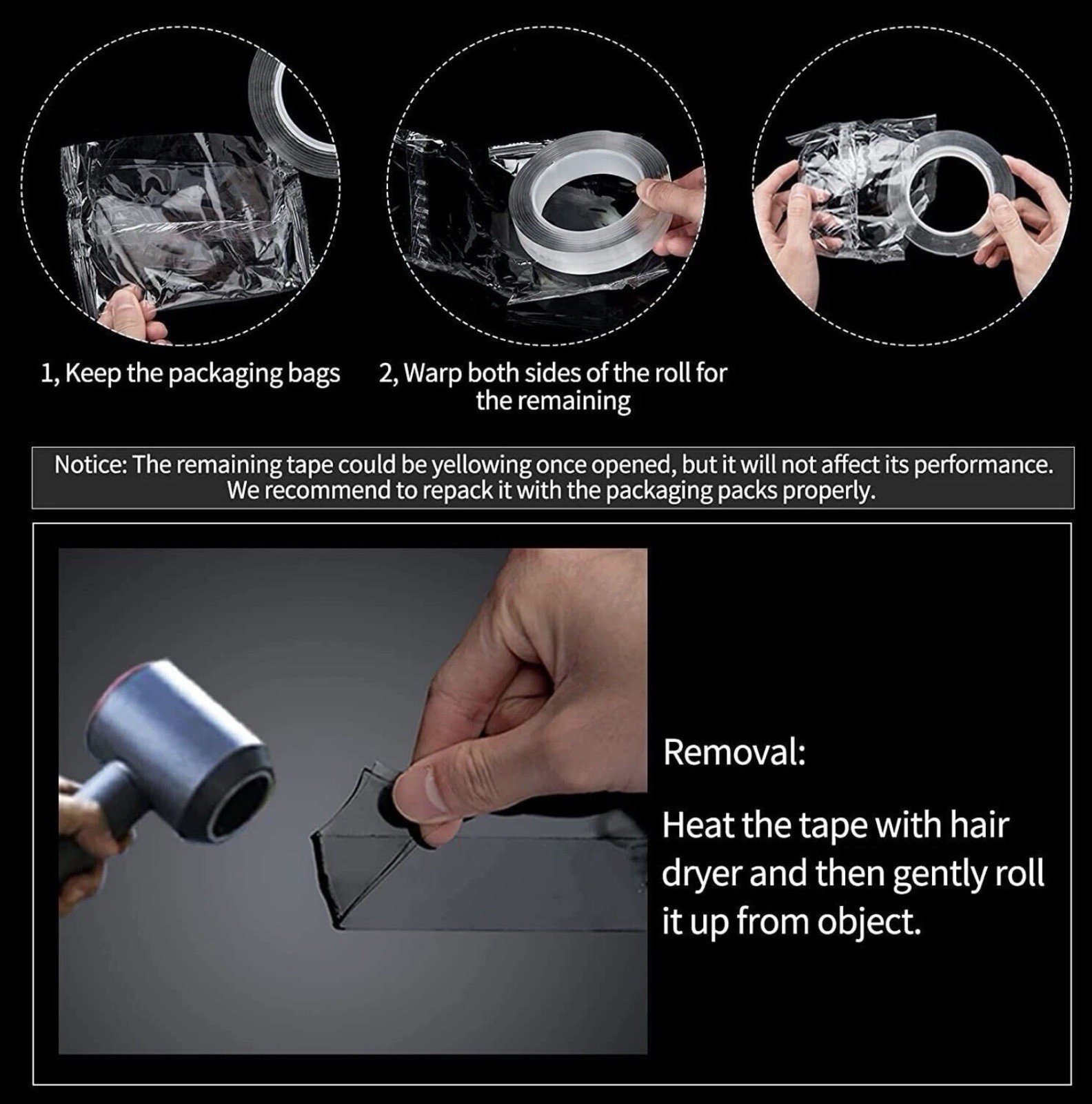 30 FT Alien Nano Tape Double Sided Heavy Duty Adhesive Stick Transparent Tape