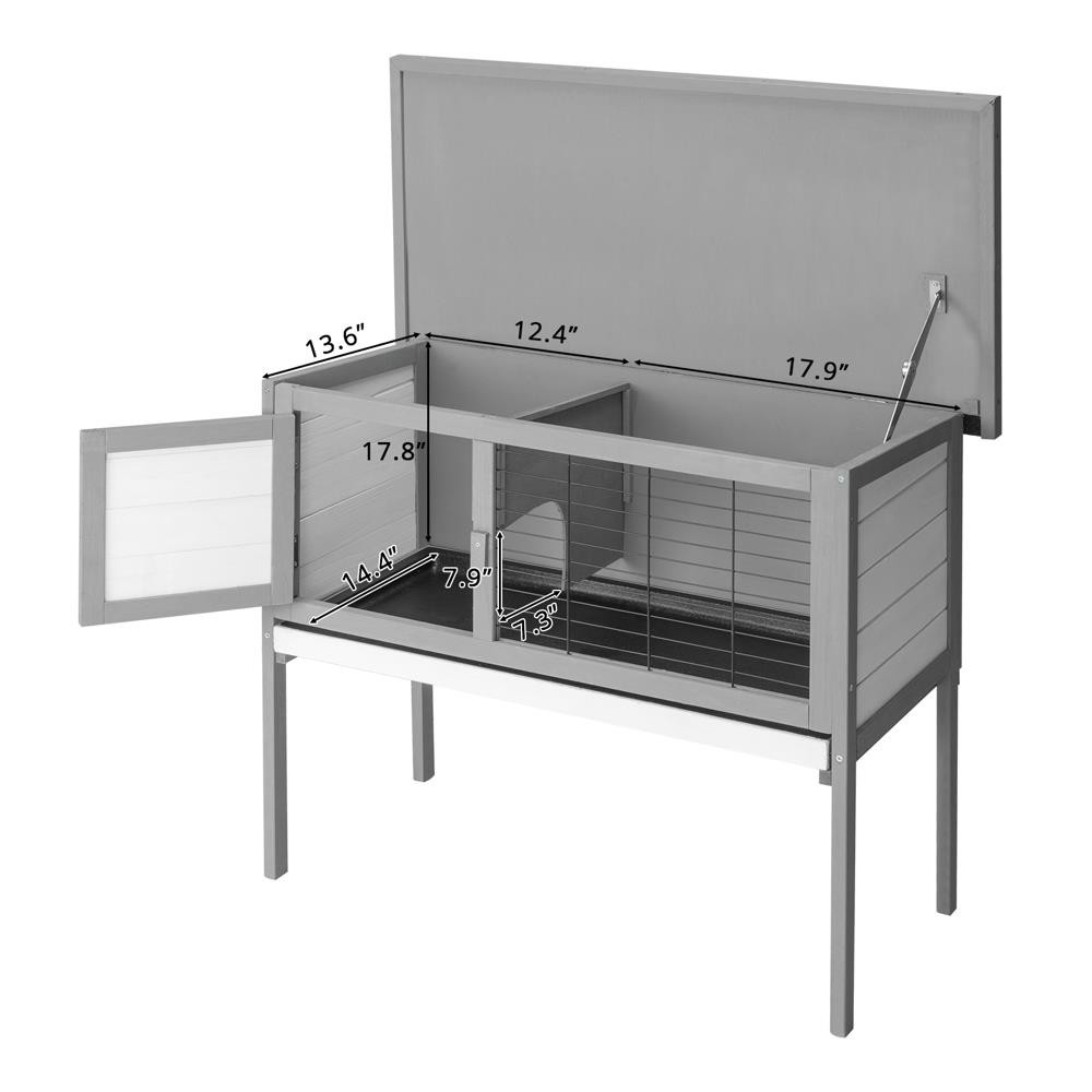 36" Gray Rabbit Bunny Pet Cage Small Animal House Chicken Coop Single Deck