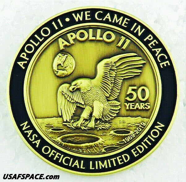 APOLLO 11 50th Anniversary-BACK TO THE MOON-LUNAR FLOWN METAL MEDALLION - W/COA