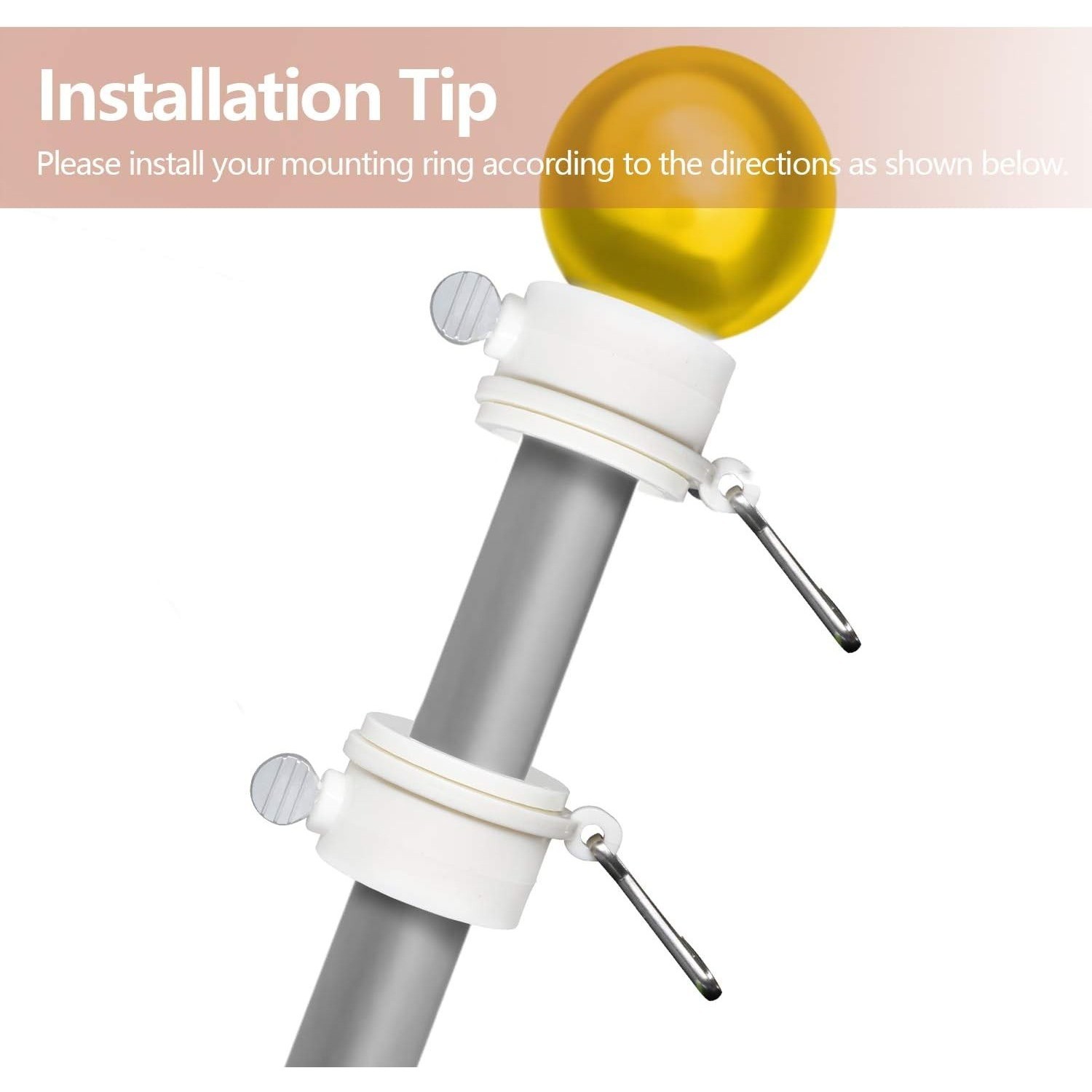 Anley 2Pcs Flag Pole Mounting Ring Clip - Rotating Flapole Mounting Rings 1 inch