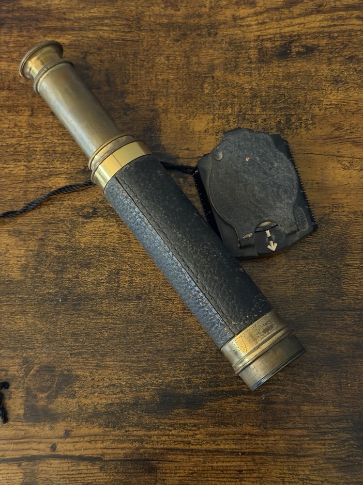 Vintage Antique Brass Telescope & Vintage Compass
