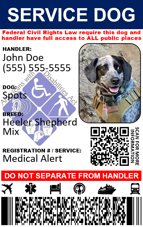 ADA SERVICE DOG ID CARD & FULL KIT - ID HOLDER & CLIP, REGISTRATION & MORE