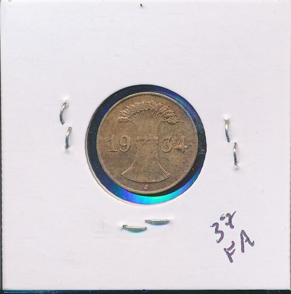 GERMANY - 1934-J - MOSTLY RED BU 1 PF. K37 - 7227