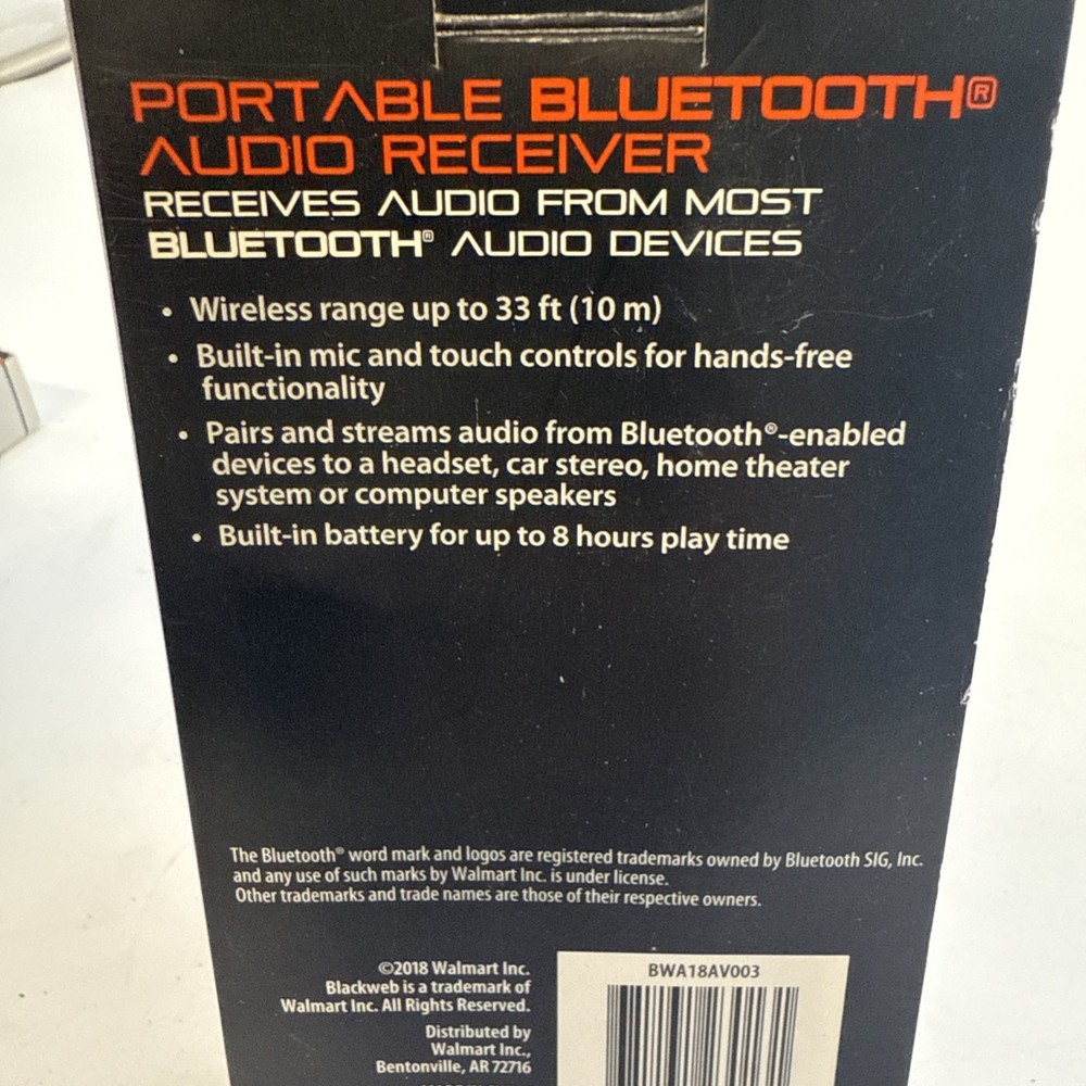 Blackweb Portable Audio Bluetooth Receiver New in Box