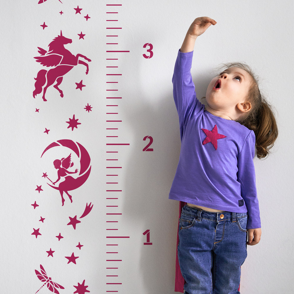 Fairy Unicorn Growth Chart Stencil - Durable & Reusable Mylar Stencils