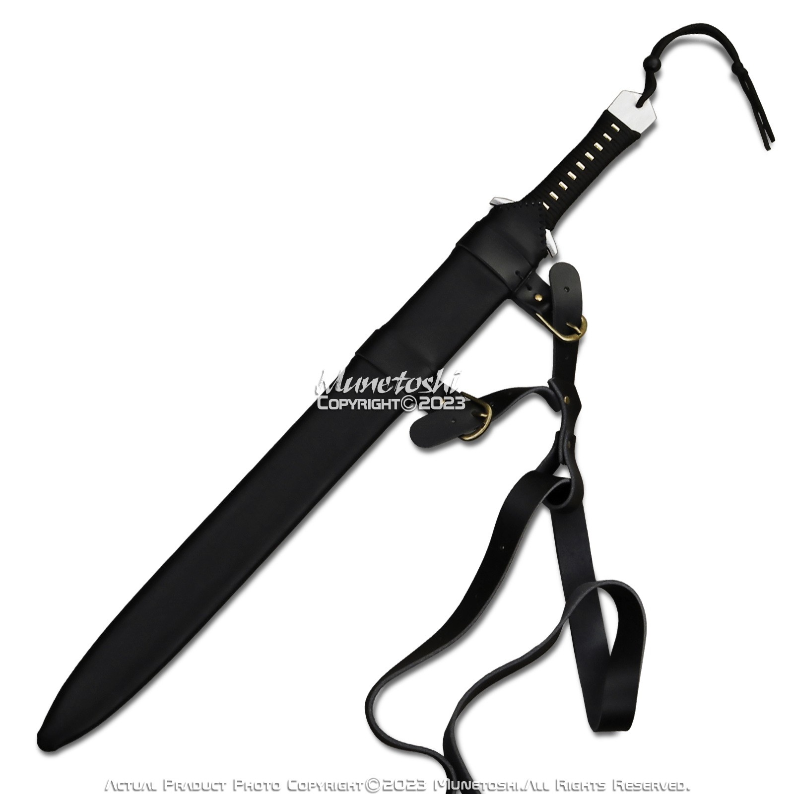 32” Tactical Sword Functional Viking Sharp 1060 Carbon Steel Full Tang Scabbard