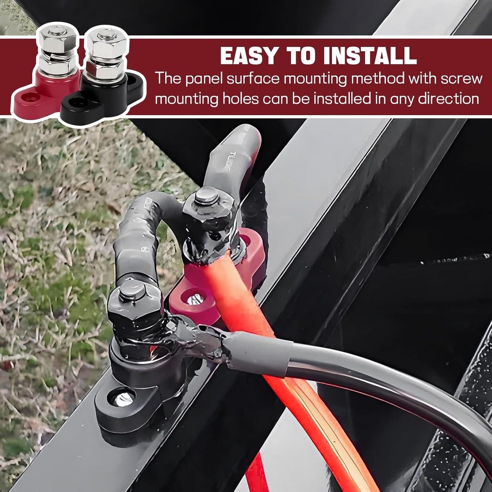 Hovom 2PCS Single Stud Battery Junction Posts Block, 12V 3/8" Insulated