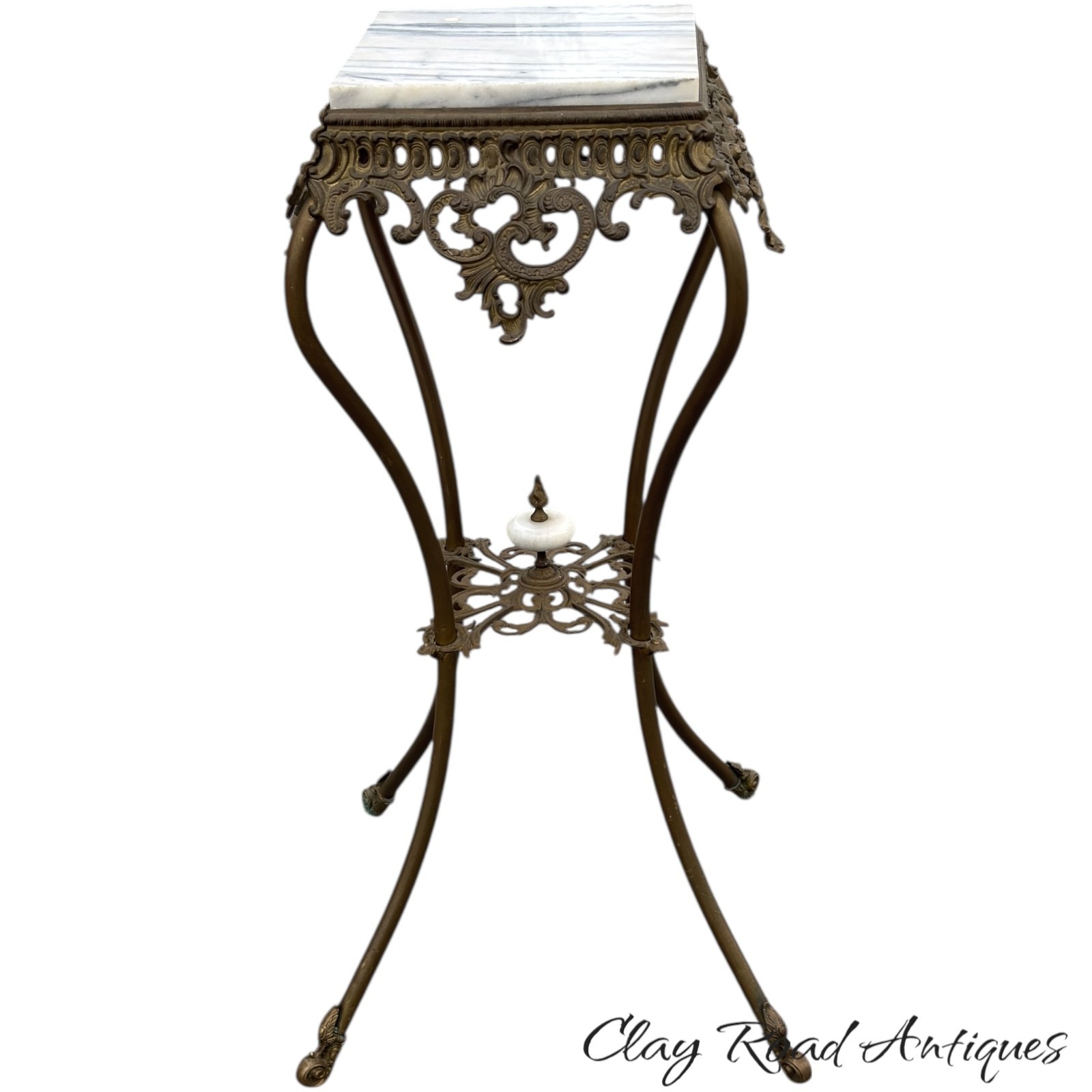 antique victorian bronze ornate marble top plant fern stand pedestal 1890