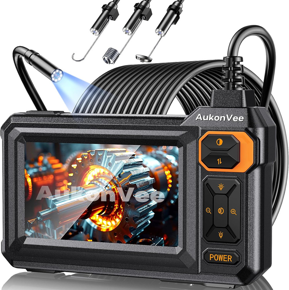 Endoscope Camera with Light, 1920P HD Borescope Inspection Camera with 4.3" IPS