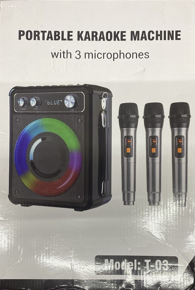 Karaoke Machine with 3 Wireless Rechargeable Microphones