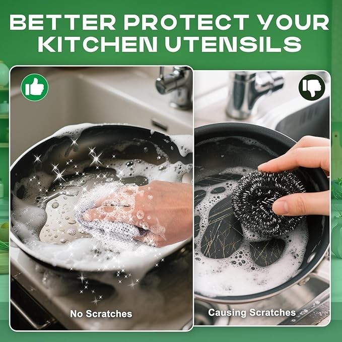 12pcs Non Scratch Wire Dishcloth Multipurpose Reuseable 3Layer Steel Wool Cleani