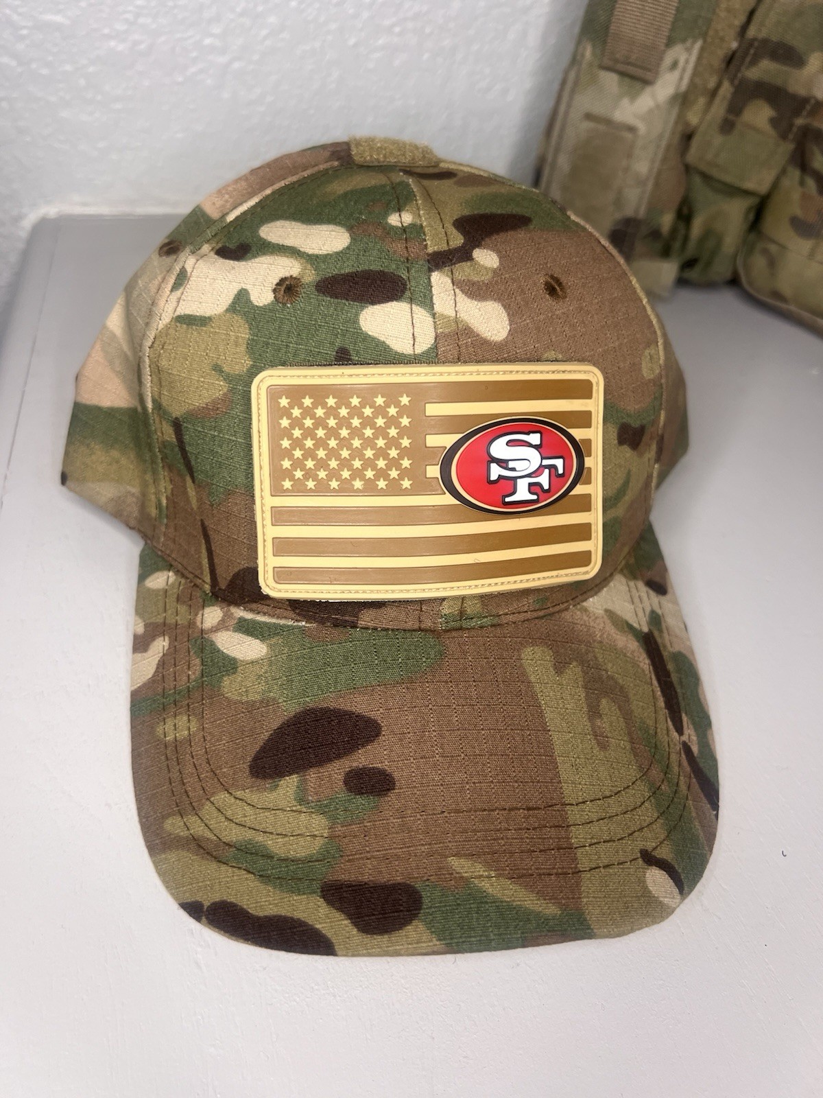Military Combat American Flag San Francisco 49ers football PVC Patch W Vlcro