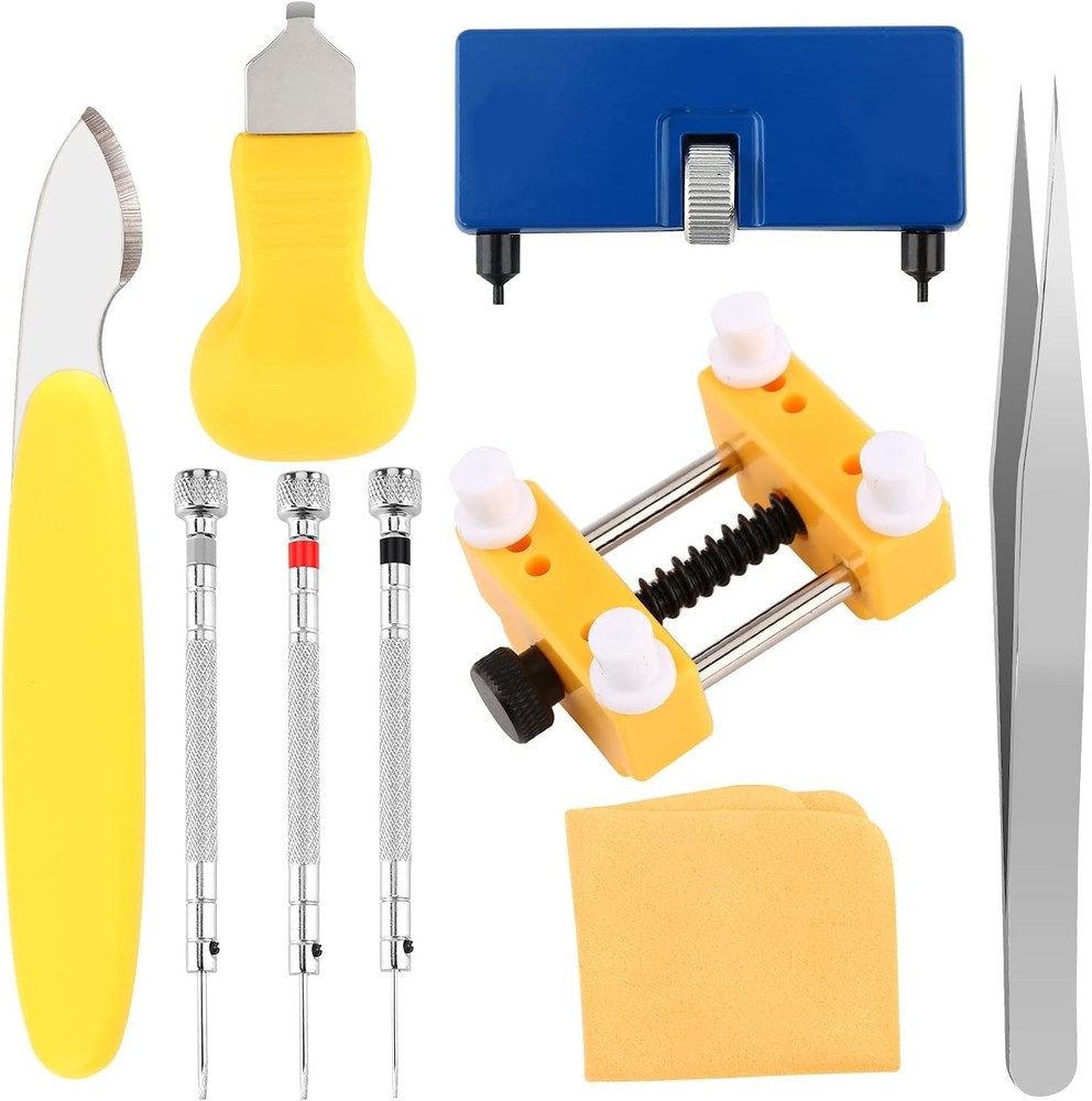 Professional 9PCS Watch Battery Replacement Kit - Durable Tools for Easy Repairs
