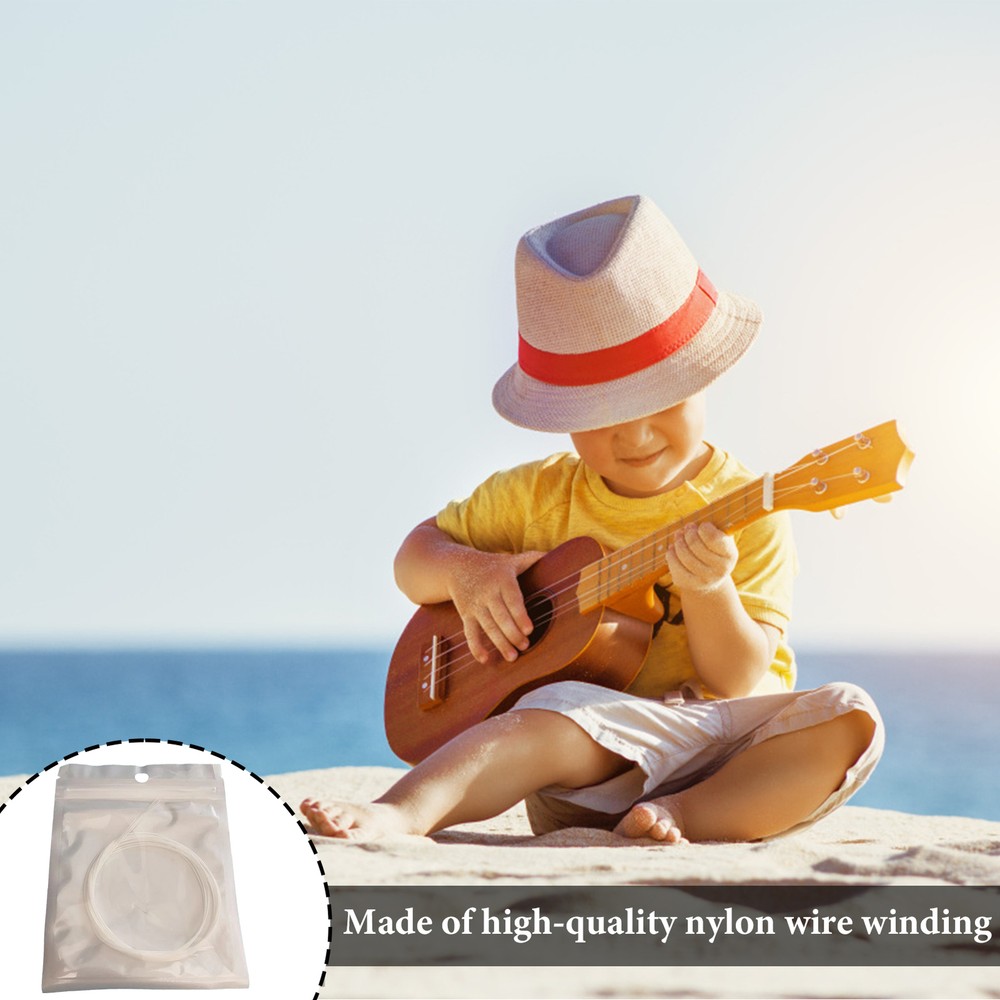 4Pcs/Set Ukulele Strings for Tenor and Soprano White Nylon Strings Replacement