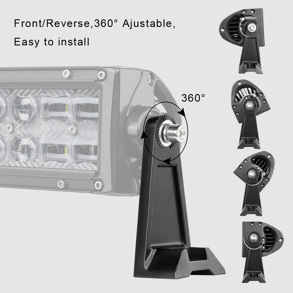 2x Universal Mounting Brackets Base Side Rotating LED Work Light Bar Bracket