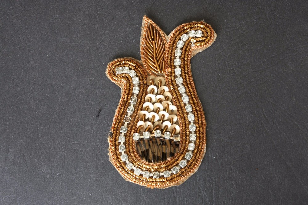 Jasdee Vintage Applique Patch Hand Work Rahinstone & Dapka Work Style A1345