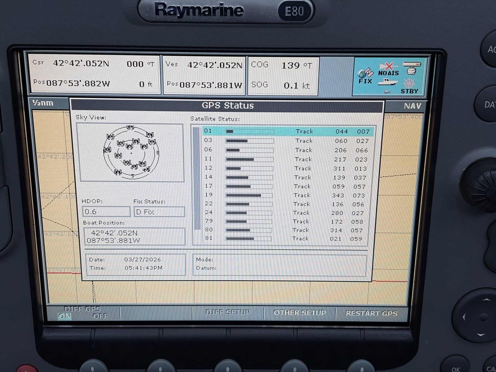 Raymarine E80 Classic GPS Chartplotter Multifunction Display W/ Cover; Tested