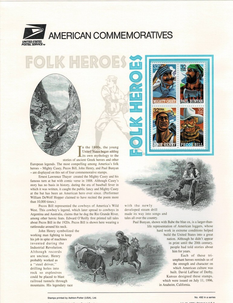 USPS Commemorative Stamp Panels USPS 1996