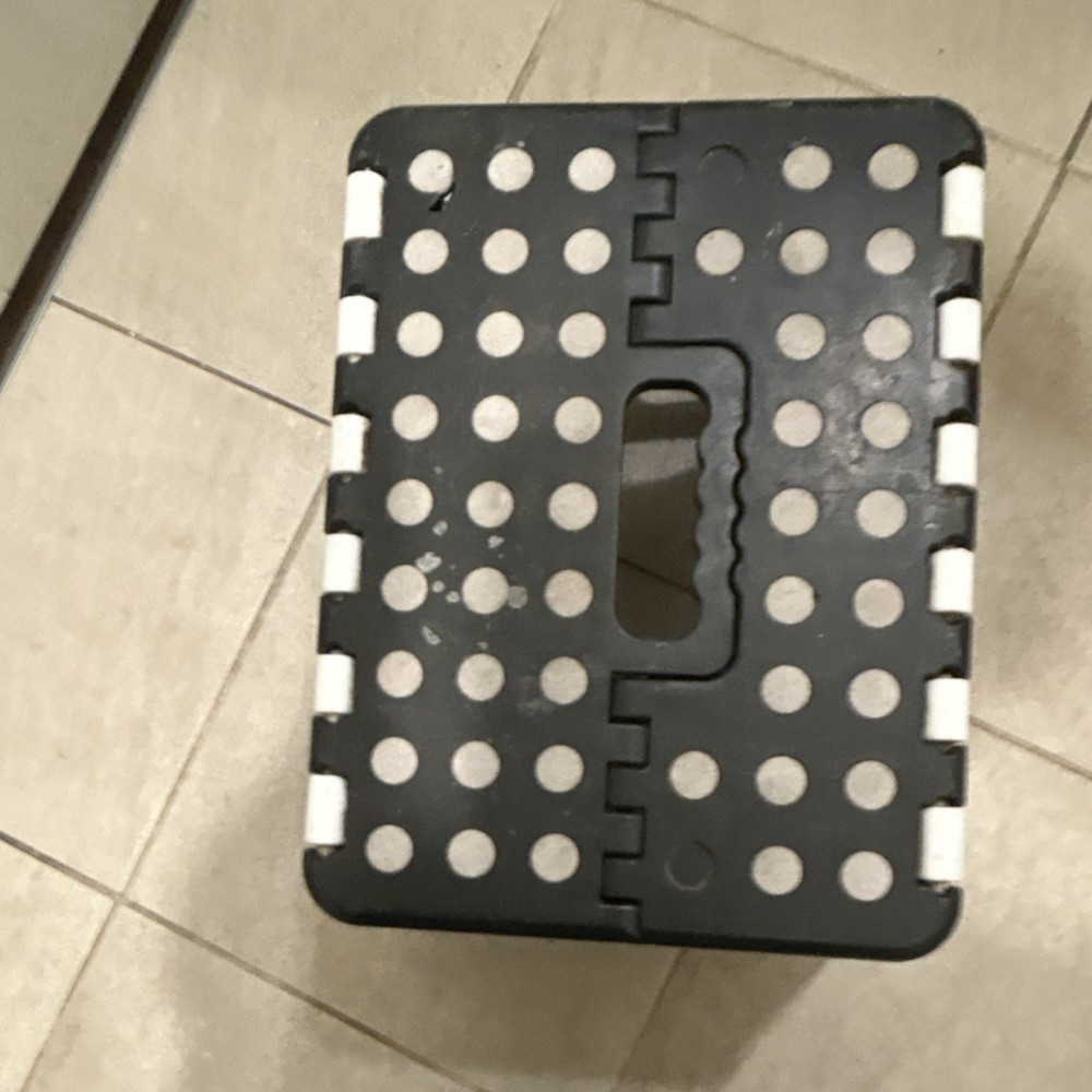 Foldable Portable Kids' Plastic Step Stool, Black and White, 1 Step