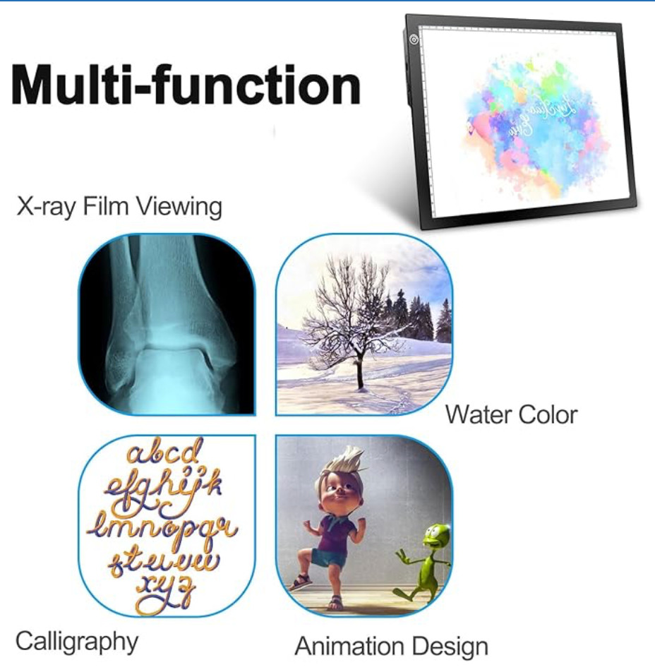 LitEnergy Rechargeable Battery Powered Light Tracing Box, Ultra-Thin Adjustab...