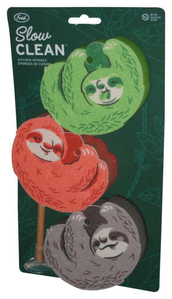 Fred Slow Clean Sloth Kitchen Sponges Pack - (3 Sponges)