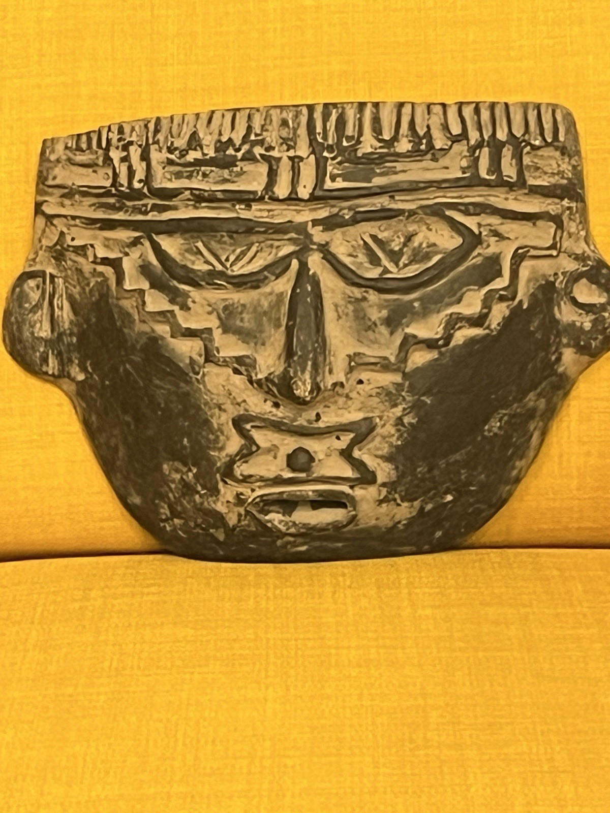 Folk Art Handmade Ceramic Mask Wall Plaque Earthy Rough Artisanal 10.5”x7.75”