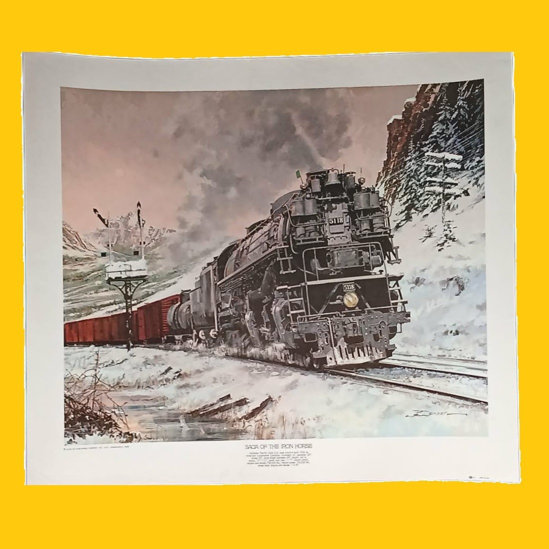 Laminated Saga of the Iron Horse Print JB Deneen 19x23 Railroad Steam Engine