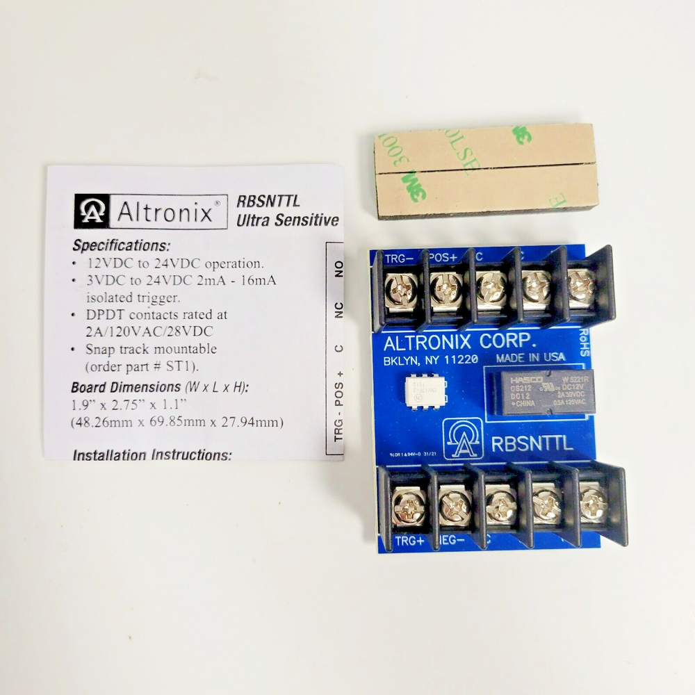 Altronix RBSN-TTL Ultra-Sensitive Relay Module NEW