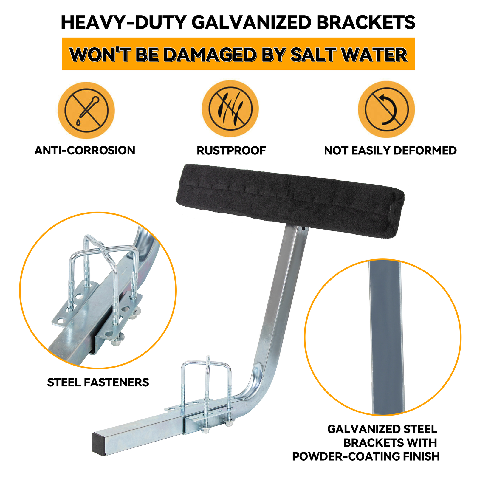 Boat Trailer 2' Side Guide On Bunk Boards Carpeted Kit 75 Degree w/ Hardware