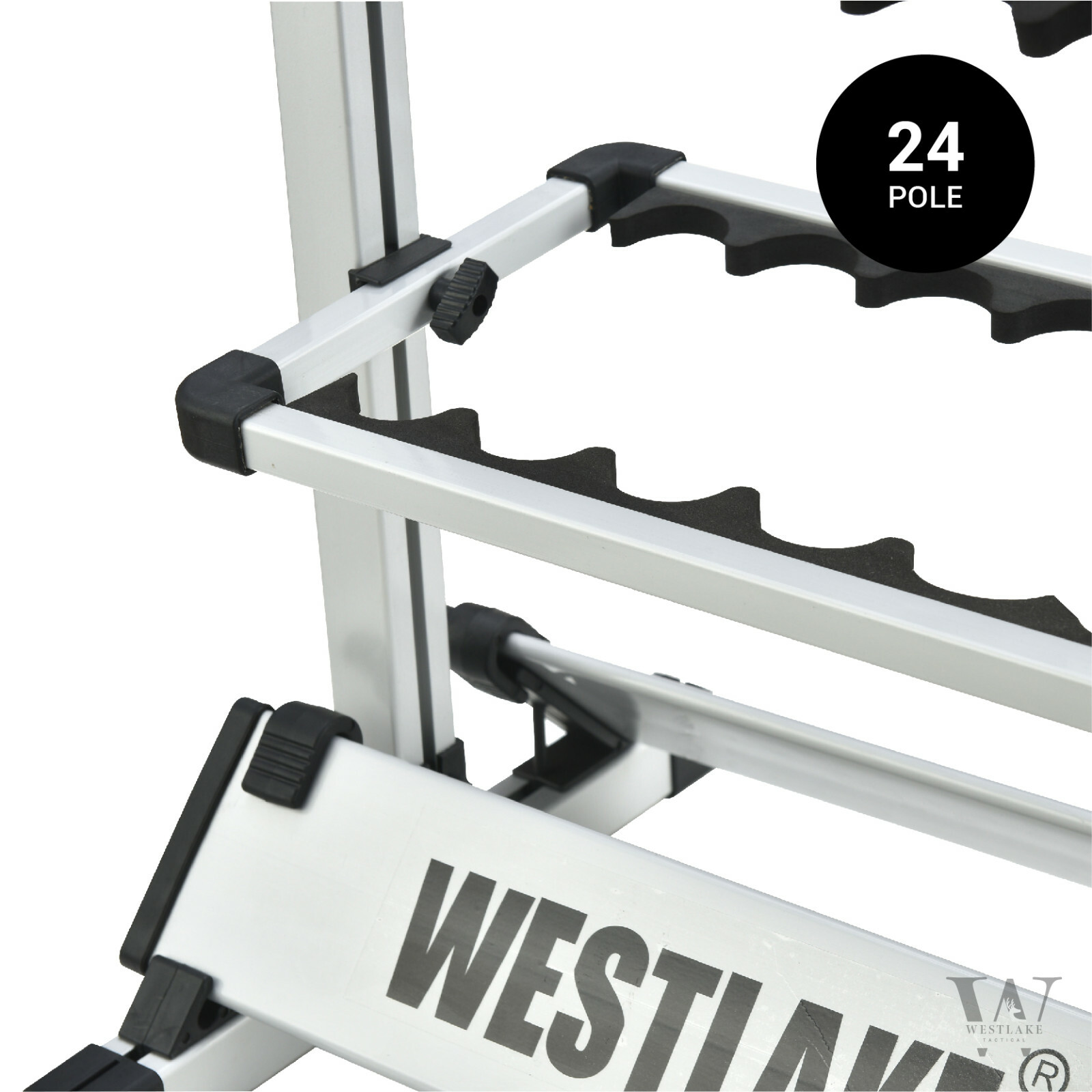 24 Rod Fishing Pole Holder Aluminum Alloy Rack Stand Portable Storage Tool US