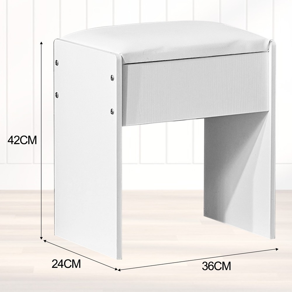Vanity Stool Makeup Bench Dressing Stool with Cushion and Solid Legs,White